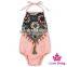 HYB150 Lovebaby Wholesale backless summer cool sleeveless cotton romper with pom pom ,hot cotton brand clothing