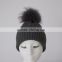 Myfur big fur pom beanie warm winter knitted hat fur knitted hats