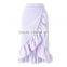 Falbala hem midi wrap skirt for girls hot summer ladies poplin fashion skirts