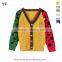 High Quality Contrast Color Cable Knit Boy's V-neck Cardigan Sweater