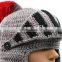 Crochet Roman knight Helmet Hat Handmade Knitted Warm Hat With Beard Costume Hat