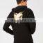 Black embroidered lace up neck and kangaroo pocket hoodie