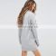 Women Long Sleeve O Neck Long Hoodie Dress With Tessels Design