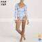 Factory one piece long sleeve swimwear tie-dye indigo print long sleeve swimsuit bodysuit