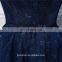 Navy Blue Long Bridesmaid Dresses High Quality Lace Floor Length 3/4 Long Sleeves Sheer Illussion Corset Brides Maid Vestidos De