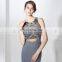 New Fashion Elegant Sheath Gray Chiffon Beaded Long Evening Dresses LX383