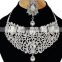 Voylla Intricate White Color Strand Silver Plated Indian Handmade Ethnic Kundan Zerconic Necklace set in