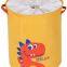 canvas foldable toys round storage basket yellow cartoon dinosaur kids laundry hamper basket with cover