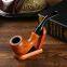 150mm Length wooden resin short tobacco pipe with yelllow solid wood bending head for smoking