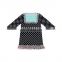 Custom casual daily dot printing black dress and stripe pant girls clothing set