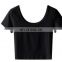 High quality custom logo U neck shape basic cotton spandex stretch short sleeve plain crop top t shirts
