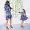 Mom and Daughter Dress Mommy and me 2019 Blue Floral Printed Mini Dress Mother Daughter Dresses Mother and Daughter Clothes
