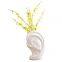 Women Figure Head Grey White Ceramic Flower Vase Decor Nordic Style For Dining Room Table