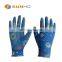 Sunnyhope cheap safety work gloves floral PU coated smooth gloves13 gauge knitted liner