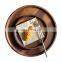 rustic style eco-friendly octagon round shape acacia walnut wood serving tray 30x20x3cm
