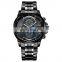 CADISEN 9054 Classic black metal stainless steel strap day showed quartz analog waterproof fashion watch man