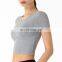Wholesale Solid Color Women's Spring And Summer Short-sleeved T-Shirt Short Slim Sports Running Yoga Top Ladies Gym Top