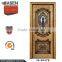 Contemporary design art carving red oak solid wooden door for interior decoration