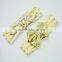 High quality glitter sequin fabric metallic golden knitted bow headbands - striped foil gold elastic headwraps