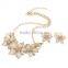 Fashionable design high density gold plated zinc alloy flower necklace earring jewelry set