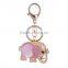 fashionable elephant shape metal alloy crystal keychain holder