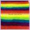short pile acrylic jacquard stripe rainbow faux fur