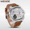 WEIDE Japan Movement Quartz Watch Sr626sw 3ATM Water Resistant Digital Watch Genuine Leather Strap Quartz Watches Men
