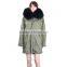 Women fashion long fur parka/ raccoon fur parka/ rex rabbit fur lining parka KZ160051