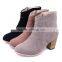 spring and autumn fashion vintage women's thick heel boots solid color nubuck leather side zipper women boots with a single