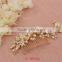 Elegant Handmade Gold Crystal Pearls Flower Wedding Hair Comb Bridal Hair accessorie