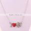 Silver Crystal Red Heart I Love You Volleyball Ball Pendant Necklace Jewelry for Girlfriend