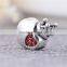 X348 New Design 925 Solid Royal Love Charm, Red Zircon Pave Heart Crown Adjustable Bead,Charm Making for European Bracelet