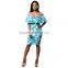 Bonvatt Custom Designed 2017 Digital Print silk crepe satin dress