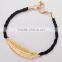 matta gold leaf charm handwoven wax cord bracelet customized charm friendship bracelet