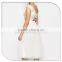 Customized New fashion cap sleeve free prom one piece dress sequin stitching double layer chiffon dress