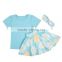 Hot sale baby summer clothing set latest boutique children outfit set with headband for wholesale