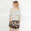 HAODUOYI Women Black Rose Print Lace Contrast Shorts