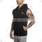 Wholesale Custom Mens Sleeveless Hoodie Fitted Gym Hoodie Bodybuilding Muscle Hoodie Full Zipper Fitness Hoodie