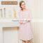 Wholesale Qianxiu Latest High Quality Knitting Cotton Striped Ladies Long Sleeping Gown