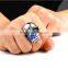 Mens Punk Goth Skull Ring Patriotic Stars Stripes Honor American Flag Bandit Biker Stainless Steel Ring Size 8-14