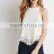 100% polyester fashion women top with lace trim