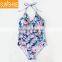 Women One Piece Printed Swimsuit Cut Out Neck Swimsuits
