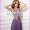 CE133 Charming Sexy A-Line Transparent Corset Prom Dress With Beading Purple Chiffon Evening Gown