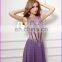 CE133 Charming Sexy A-Line Transparent Corset Prom Dress With Beading Purple Chiffon Evening Gown