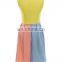 CHEFON Color Block Pleated Sleeveless Modest Casual Dresses