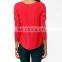 CHEFON Women essential a line long sleeve chiffon Curved Hem Blouse CB0044