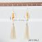 Sterling silver genuine agate hoop earring ivory tassel pendant gold thread wrapped natural stone dangle earrings