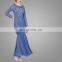 Modern Lace Two Pieces Long Sleeves Blue Dress Women Baju Kurng Muslim Ladies Clothing