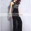 New lace patch backless sleeveless fashion wide women jumpsuits 2016