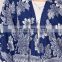 Summer Short Blue Floral Print Kimono Cardigan For Women